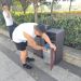 Thùng rác đường phố 2 ngăn bằng thép